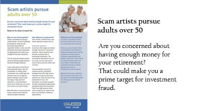 Scam Artists Pursue Adults Over 50